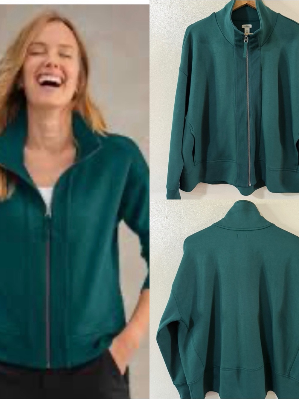 L.L. Bean | Cloudsoft Emerald Green Full Zip Jacket, like new, XL